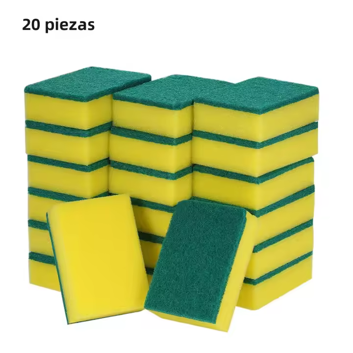 20pcs Esponja De Limpieza Para Lavado De Platos Multiusos Absorbente Eliminador De Restos Para Cocina Y Baño - 1