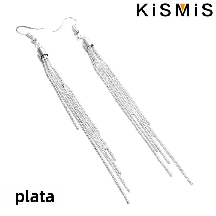 KISMIS Pendientes Largos De Borla Lineal Para Mujer Moda Colgante Aleación De Aluminio Joyería De Oído - 1