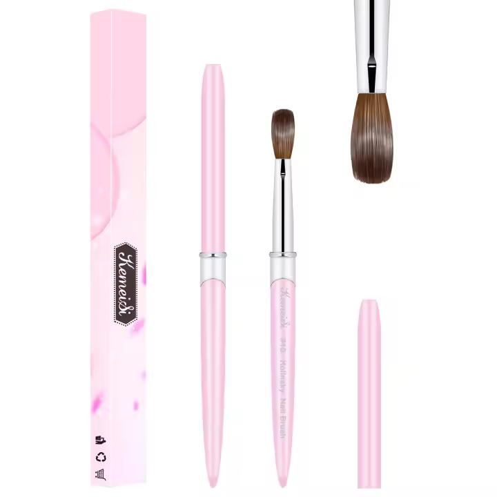Cepillo De Uñas De Acrílico Kolinsky De Calidad Superior Con Mango De Madera Herramienta De Dibujo Y Manicura Tamaño 8-16 Para Arte De Uñas - 1