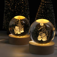 Lámpara De Noche LED 3D Galaxia Cristal Bola Patrón De Luna Saturno Y Papas Muñeco Luz Base USB Para Decoración De Habitación Y Hogar - details 2