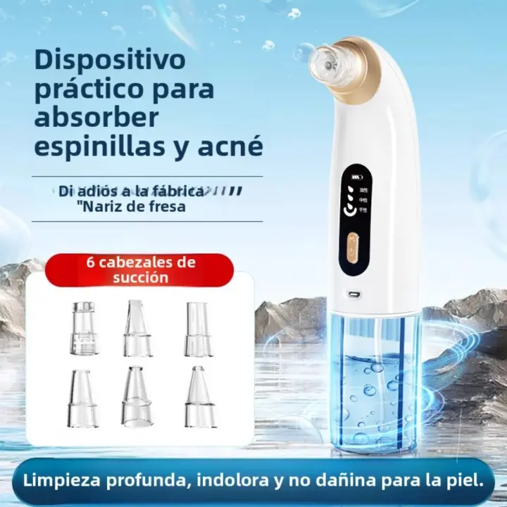 Aparato Limpieza Facial Profesional-Eliminar Puntos Negros Device with 6 Boquillas - Tecnología de Succión y Oxigenación - 3 NIVeles de Potencia Ajustable - Recargable USB - 1
