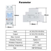 Medidor De Energía Inteligente Tuya ZigBee Fase Sola 80A En Rail Din Monitor De Potencia Voltaje Y Amperaje 110V 220V 50/60Hz Para Control Remoto Por App - details 2