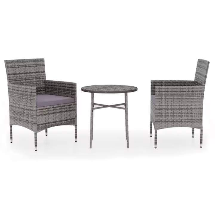 vidaXL Juego de comedor para jardín 3 piezas ratán sintético gris - 1