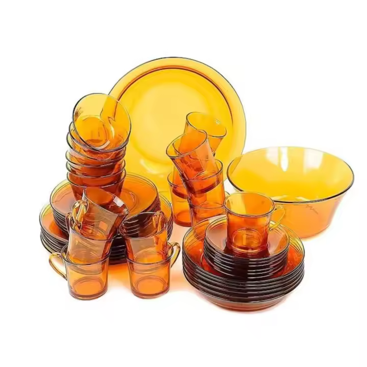Amymark - Duralex® Vajilla de Vidrio Templado 44 Piezas: Incluye 1 Plato Redondo Profundo (28 cm), 1 Ensaladera (23 cm), 6 Bowls Pequeños (10,5 cm), 6 Platos Hondos (19,5 cm), 6 Platos de Postre (19 cm), 6 Platos Llanos (23,5 cm) y má - 1