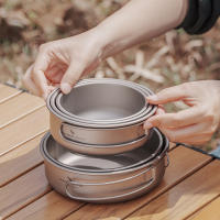Juego De Tazas Y Platos De Titanio Boundless Voyage Con Manija Plegable Para Camping Al Aire Libre Utensilios De Cocina Portátiles 5 Piezas Ti1096T - details 6