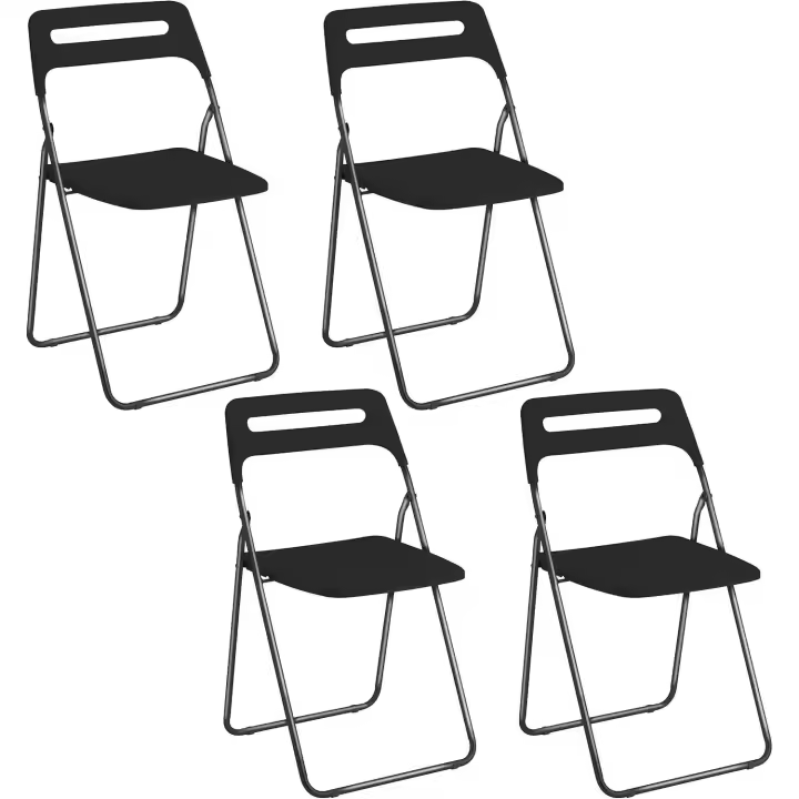 Silla Plegable para Ahorrar Espacio, Silla de Comedor para Interior y Exterior con Estructura de Acero, 42x38x78 cm (Negro, 4) - 1