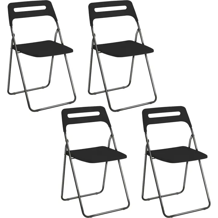 Silla Plegable para Ahorrar Espacio, Silla de Comedor para Interior y Exterior con Estructura de Acero, 42x38x78 cm (Negro, 4) - 1