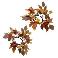 Corona De Vela De Hojas De Arce Para Puerta Delantero Adorno De Navidad Para Fiesta De Acción De Gracias Y Hogar Decoración De Otoño - details 2