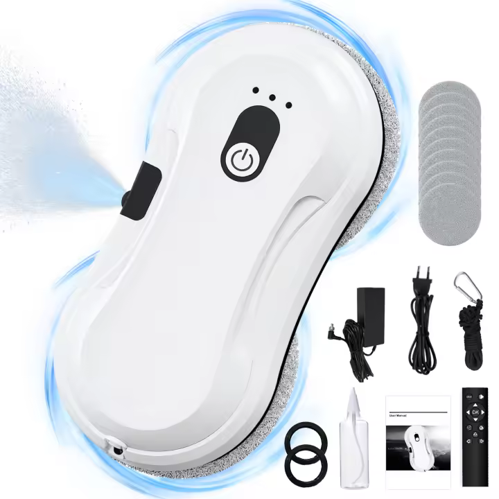 Robot Limpiaventanas Ultra Delgado 7.5cm con 2800Pa Succión 3 Modos Automáticos Protección contra Cortes de Luz 20 Minutos Depósito de Agua 35ml Aspiradora para Cristales Incluye Cuerda de Seguridad y Control Remoto Robot Limpiaventanas - 1