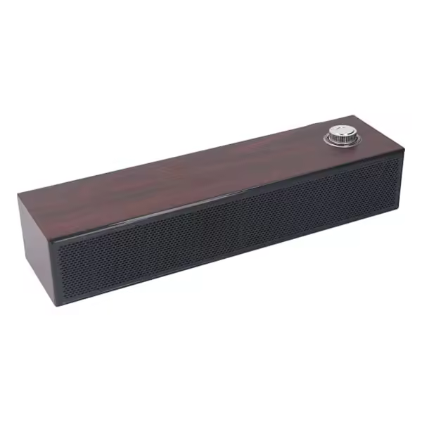 Altavoz de madera para ordenador de escritorio, barra de sonido estéreo de alta fidelidad con entrada auxiliar y cable USB para PC, portátil, tabletas y monitores. - 1