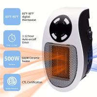 Calentador eléctrico inteligente de pared, calentador pequeño portátil con termostato ajustable y temporizador, 500W - details 0