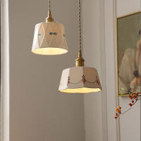 Lámpara Colgante De Cerámica Retro Japonesa Con Estampado Y Cobre Esmaltado Para Dormitorio Restaurante Barra Entrada Puerta Bay Window - details 5
