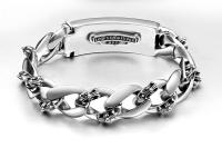 Pulsera masculina de plata tailandesa con cruz - Brazalete ancho vintage de 1.5cm (plateado) - details 7
