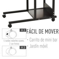 HOMCOM Mesa Auxiliar de Sofá 80x40 cm Mesa Lateral en Forma de C con 4 Ruedas Giratorias Frenos Altura Ajustable 3 Niveles de 72-82 cm Marco de Metal para Salón Cocina - details 7