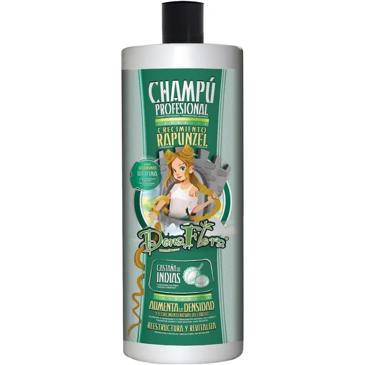 Champú Crecimiento Rapunzel | Fortalece y Nutre con Biotina | Aumenta el Crecimiento | Sin Sulfatos ni Parabenos | Volumen y Brillo Natural | Fórmula Suave 1000ml Marca: Dona Flora - 1