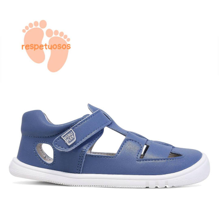 Pirufin blue leather and respectful crab style sandals for children