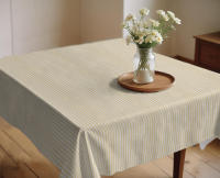 Mantel HuleHule Tex Estampado Impermeable Resistente a Manchas PVC Estampado de Rayas Ocres sobre fondo Beige - Sunna Yellow - details 1