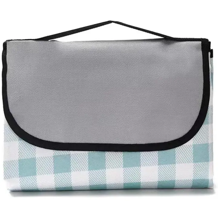 Mantas de picnics portátiles, plegable impermeable a prueba de Arena, with totalizador, (rejilla Azul y Blanca, 80*80 pulgadas) - 1