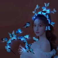 Diadema De Mariposa Bohemia Con Luz LED Brillante Para Fiesta Boda Navidad Colorida Accesorio De Cabello Para Eventos Especiales - details 3