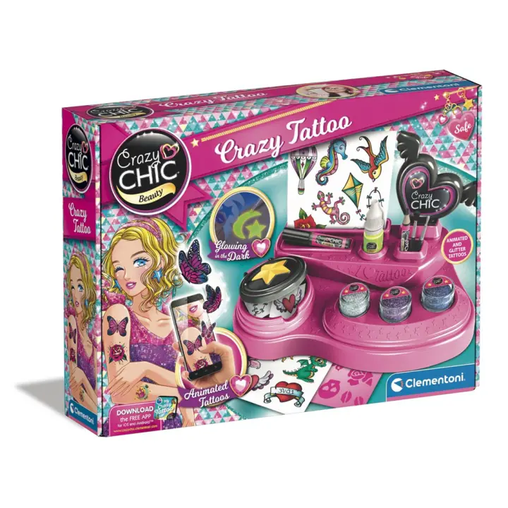 Estudio Crazy Tatoo para los amantes de los tatuajes. 38.5x28.5x7.8 cm (Clementoni 18733.1) - 1