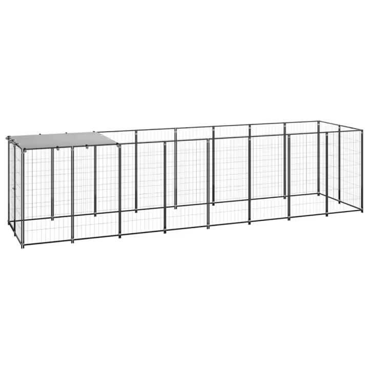 vidaXL Perrera 4,84 m² Acero Casa Jaula Perro Cachorro Recinto Mascota Color Plateado,  Negro, y mas - 1