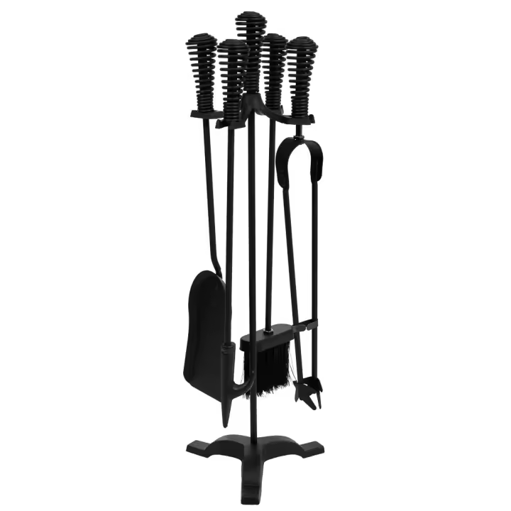 WANDERLUST DECO Set 5 herramientas de metal para la chimenea de metal negras - 1