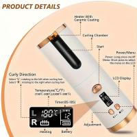 Rizador automático de pelo, 6 ajustes de temperatura y 11 ajustes de temporizador, recargable por USB, rizador automático portátil con apagado automático, apto para viajes. - details 3