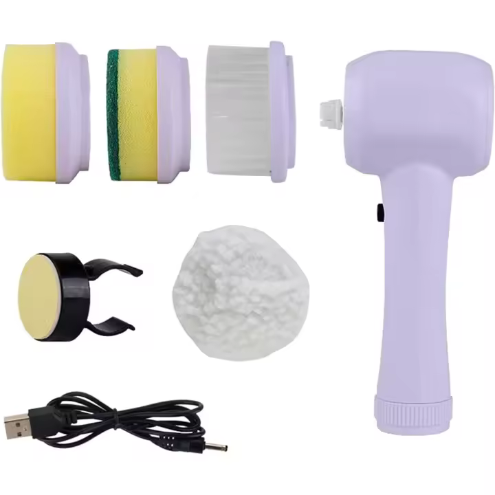 USB recargable eléctrico baño limpiador 4 en 1 cepillos rotación fregado potente y conveniente herramienta de limpieza - 1