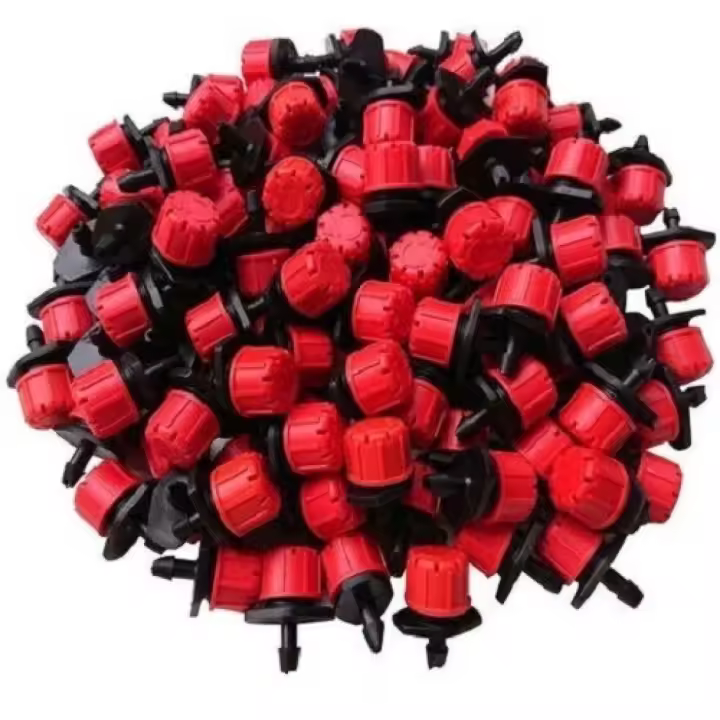 Gotero rojo regulable variflow de 0 a 70 litros/hora. 5000 unidades.  Gotero regulable para riego por goteo 5000 unidades. 

Gotero de caudal regulable de 0 a 70 litros por hora.
Funciona con 1 a 3 bares de presión.
Puede utilizarse en microtubo 4,5mm x - 1