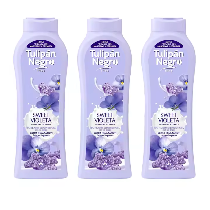 Tulipán Negro - Pack 3 Gel Corporal Sweet Violeta 650ml | Hidratante, Vegano y Relajante con Aroma Intenso para Toda la Familia - 1