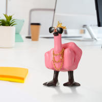 Pequeño Pato Creativo Y Divertido Estatua De Resina Personalizada Con Dedo Middle Para Decoración De Escritorio Hogar Jardín Regalo Figura Animal Estilo Moderno - details 19