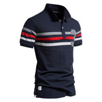 Primavera y novedad de verano, camisa POLO de talla europea para hombre con solapa, camiseta informal de manga corta digital con costuras a rayas para hombre - details 2