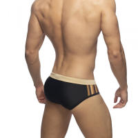 Bikini De Baño Para Hombre Con Rayas Lateral Push-Up Estilo Sexy Traje De Baño Corto De Surfeo Monocromo Material Poliéster Y Spandex - details 4