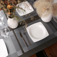 Juego De 6 Tapetes Para Mesa Con Tazas De Acompañamiento En Color Negro Tapetes De Vinilo Tejidos Cruzados Antideslizantes Lavables Para Comedor Cocina Restaurante Estilo Moderno - details 7