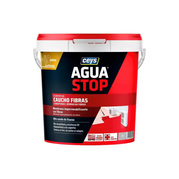 AQUASAVIOR Aguastop 903303 | Caucho Fibras Gris 5kg - Impermeable - 1