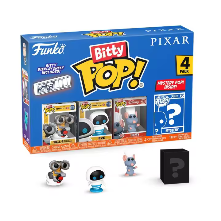 Funko Pack 4 Bitties Bittie  Bitty bittys Funko Wall-E Wall E Eve Remy Ratatouille  + sorpresa Disney Funko Pop - 1