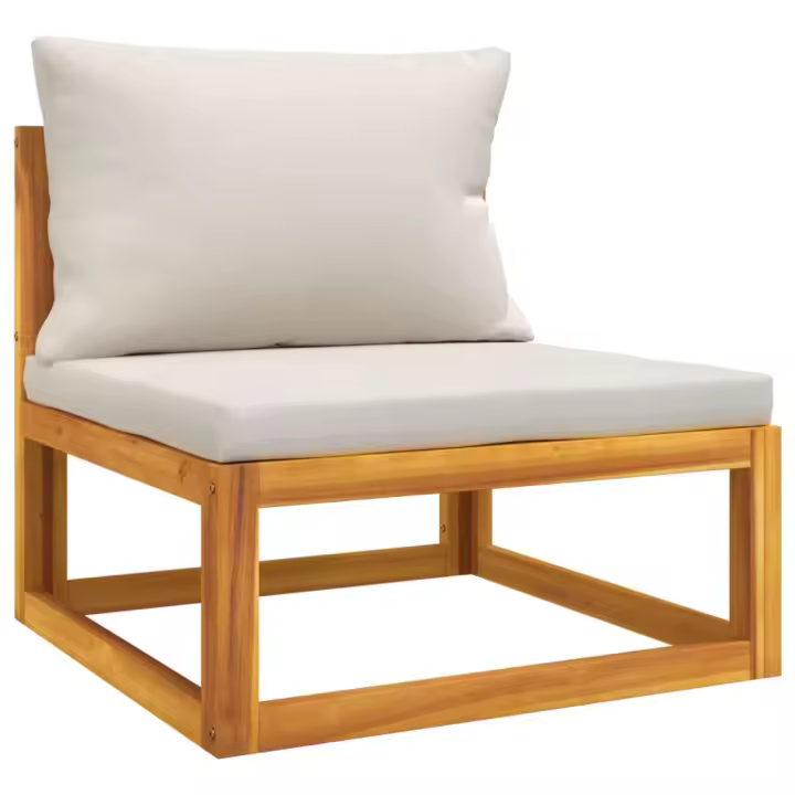 vidaXL Sofá central jardín madera maciza acacia con cojines Taupé, Gris claro, Verde Conjunto Terraza Muebles Jardín Exterior Juego de Muebles de jardín Mueble Jardín Exterior Muebles de Salon Exterior - 1