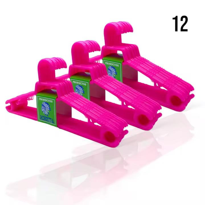 Perchas de Plástico Antideslizantes Fucsia MINOKUA 39x17 - Organización Eficiente - 1