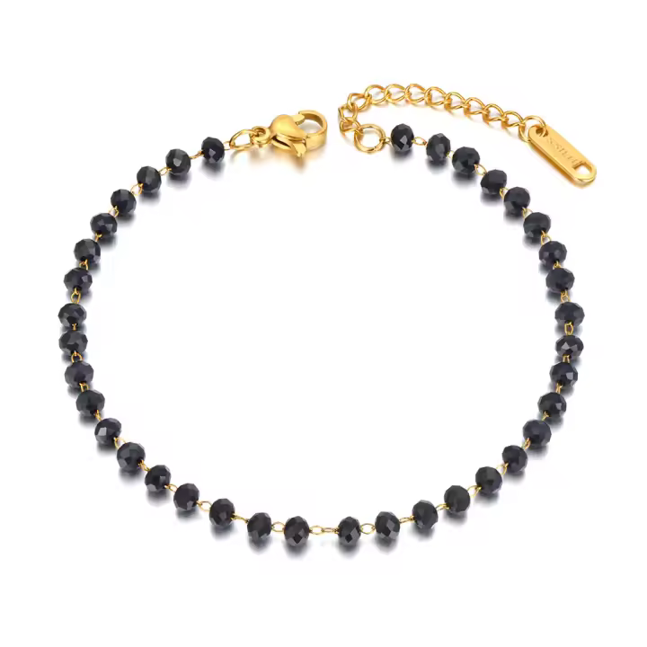 Pulsera De Moda Lokaer Con Cristal CZ Negro Para Mujeres Y Niñas Cadena De Acero Inoxidable Bohemia Joyería De Playa B21105 - 1
