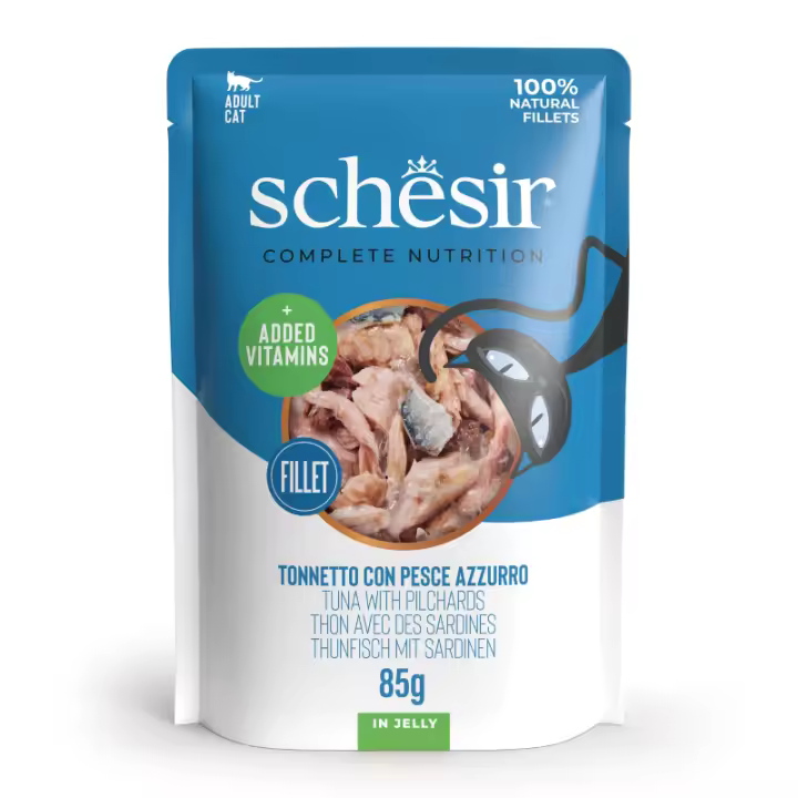 Schesir CAT Pouch de Atún con Caballa - Comida húmeda para gatos - (12 x 85 g) - 1