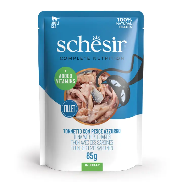 Schesir CAT Pouch de Atún con Caballa - Comida húmeda para gatos - (12 x 85 g) - 1