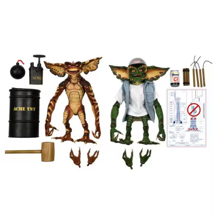 Pack 2 Figuras Neca Gremlins Construcción Ultimate Articuladas y Accesorios de 18cm - 1