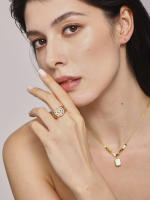 Encanto Anillo de cobre de moda, anillos de circón con incrustaciones chapadas en oro de 18 quilates para mujer, anillo de lujo ligero estilo INS, regalo de joyería femenina ajustable - details 0