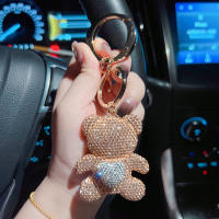 Llavero De Muñeco De Oso De Amor Con Diamantes Cerámica Y Metal Grande En Forma Circular Regalo Pequeño Para Niñas - details 10