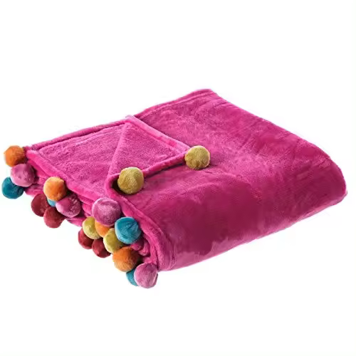 Manta de sofá Infantil Fucsia de poliéster para salón Iris 130x160cm-DAMDAM GO - 1