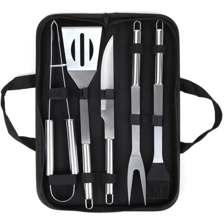 Set de utensilios de barbacoa de Aluminio, accesorio Profesional de barbacoa, Perfecto juego de cubres de barbacoa Free para helbres AD Gift de cumpleaños (5 piezas) - 1