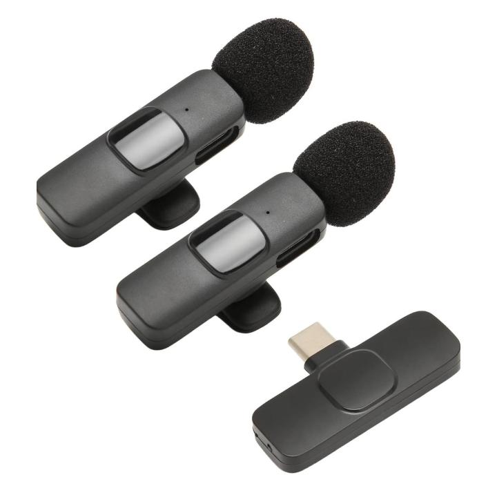 K9 USB C Mini Micrófono de Solapa Plug Play Micrófono Inalámbrico 6‑10h Tiempo de Espera 1 para 2 Micrófono de Solapa Lavalier para Teléfono PC Tablet Vlog Grabación de