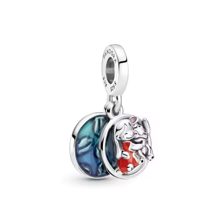 PANDORA Charm Colgante Plata Puntada Lilo Esmalte Rojo Diseño Encantador - 1