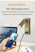 Lámpara De Pared LED Rotativa 3W 85-265V Con Interruptor USB Negra Y Blanca Bronce Para Dormitorio Lámpara Creativa De Banda - details 1