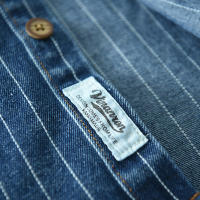 Camisa De Mezclilla Clásica Retro Para Hombre Con Mangas Largas Lavada De Talle Suelto Azul Tendencia plus Size Camisa Casual - details 10